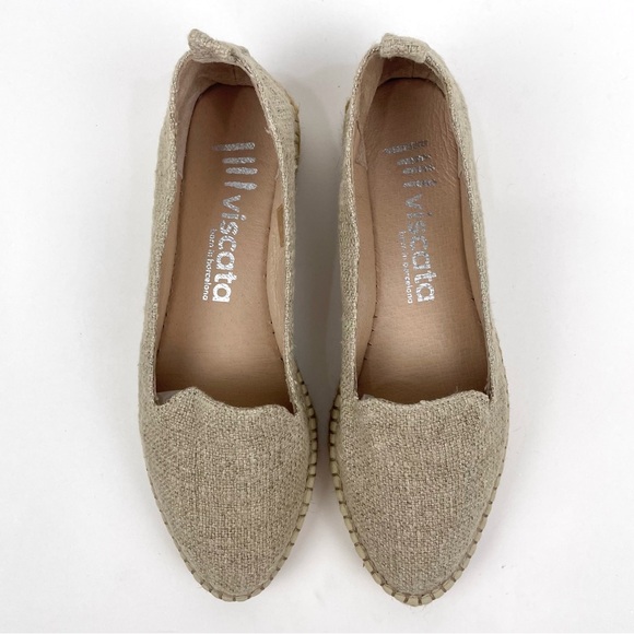 Viscata Barcelona Espadrille Slip On Flat Beige Linen Womens 37 / 6.5 - Picture 3 of 10